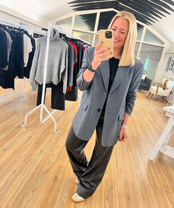 Grey Oversized Crossover Back Blazer