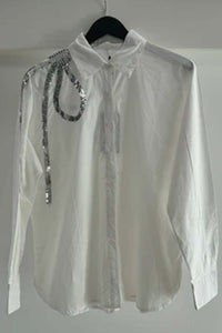 Sequin Bow White Shirt