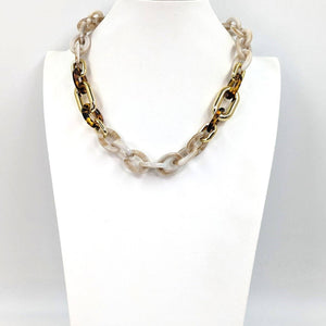 Vivienne Resin Chain Necklace with Tortoiseshell and Gold Links