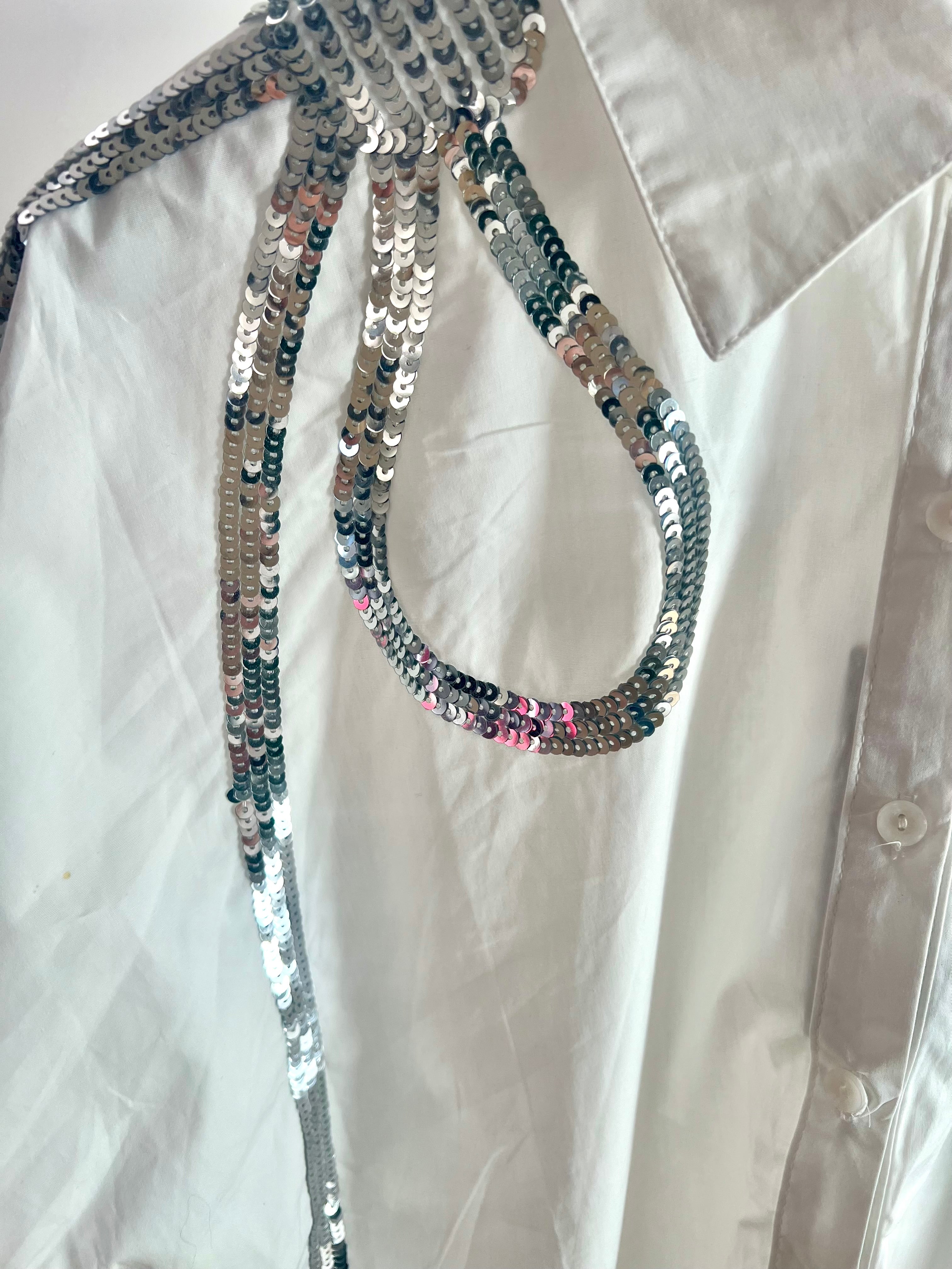 Sequin Bow White Shirt