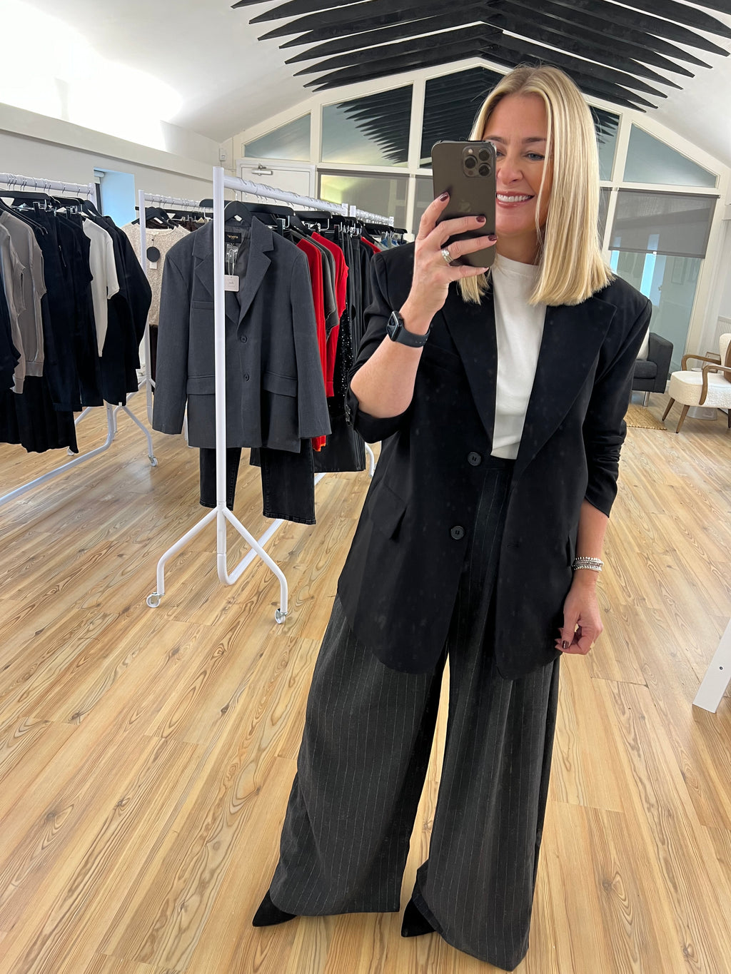 Black Oversized Crossover Back Blazer