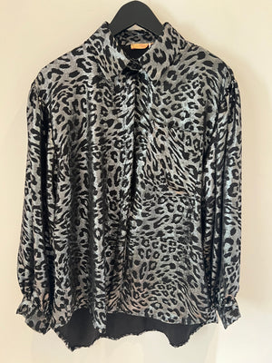 Silver Grey Leopard Print Blouse