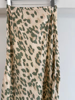 Leopard Print Satin Midi Skirt