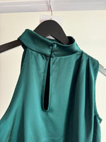 Green Satin Drape Top