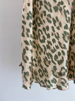 Leopard Print Satin Midi Skirt