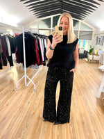 Wide Leg Sequin Trousers