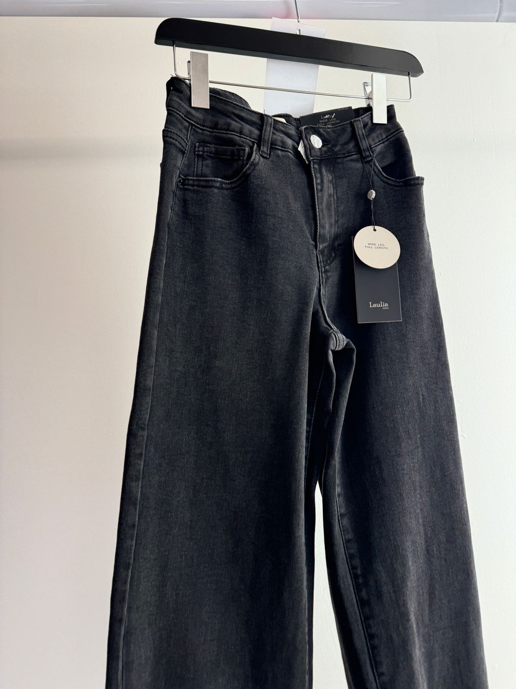 Washed Black Wide Leg Denim Jeans