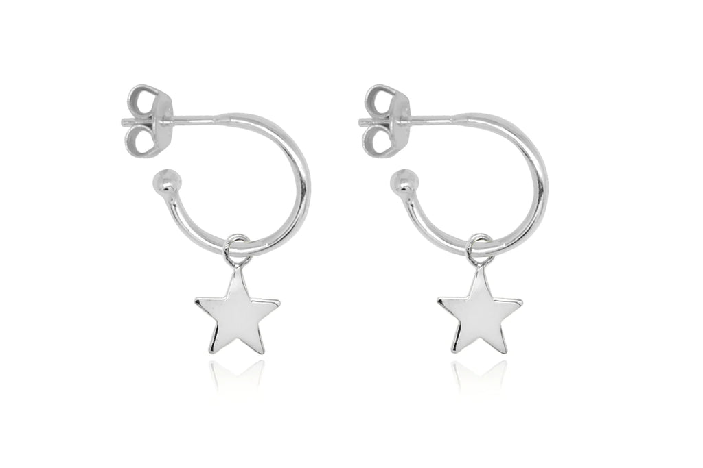 Dushki Silver Star Charm Hoop Earrings