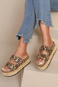 Simple Studded Sliders - Leopard