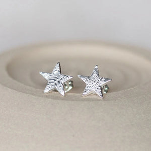 Lucy Kemp Sterling Silver Textured Star Studs