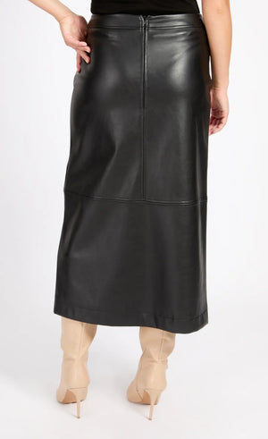 Black Leather Look Midaxi Skirt