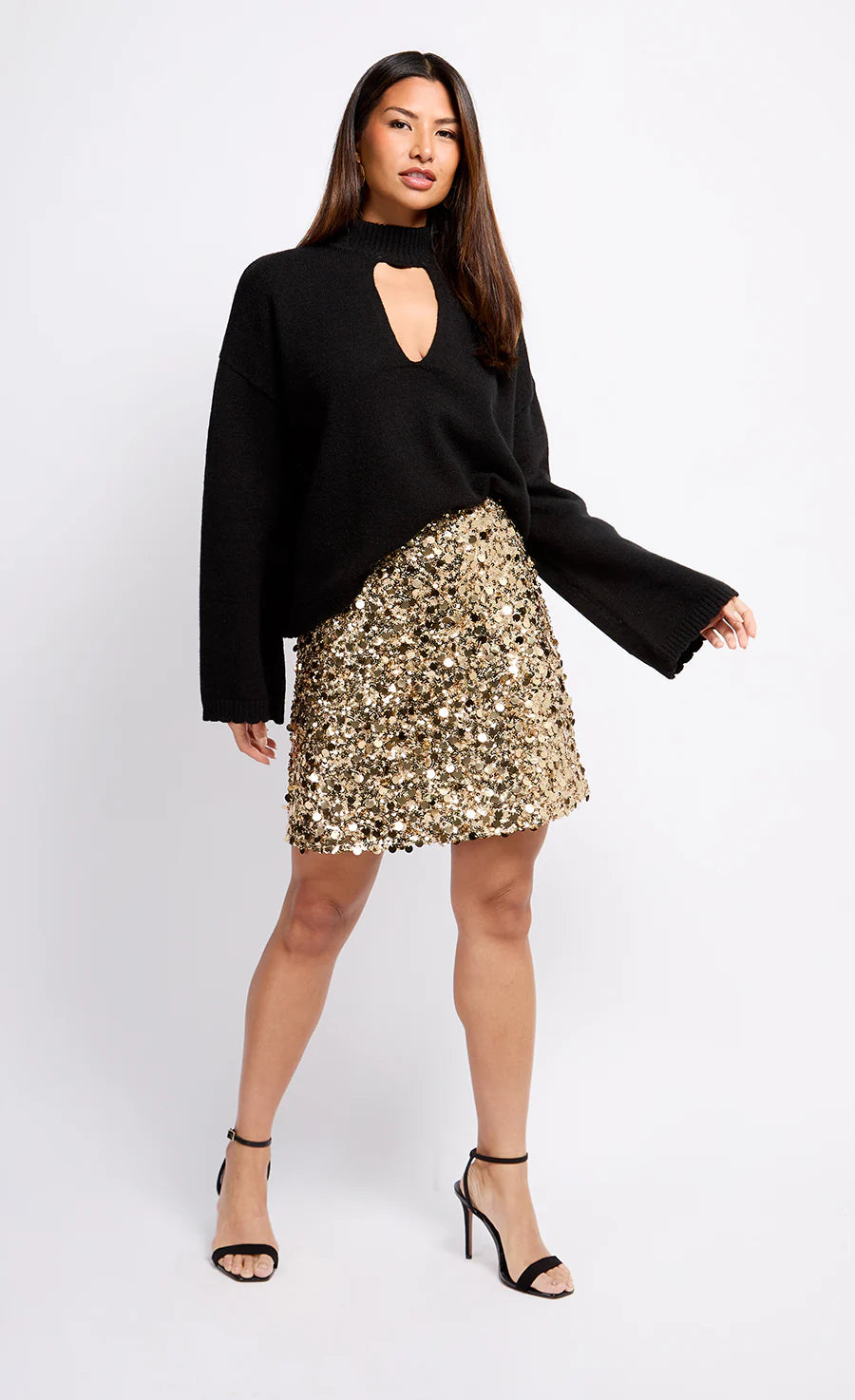 Gold Sequin Mini Skirt